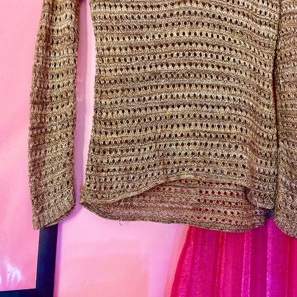 Vintage y2k Crochet Mesh Stitch Pullover Top/Sweater Neutral Boho Women’s Small - Picture 2 of 5